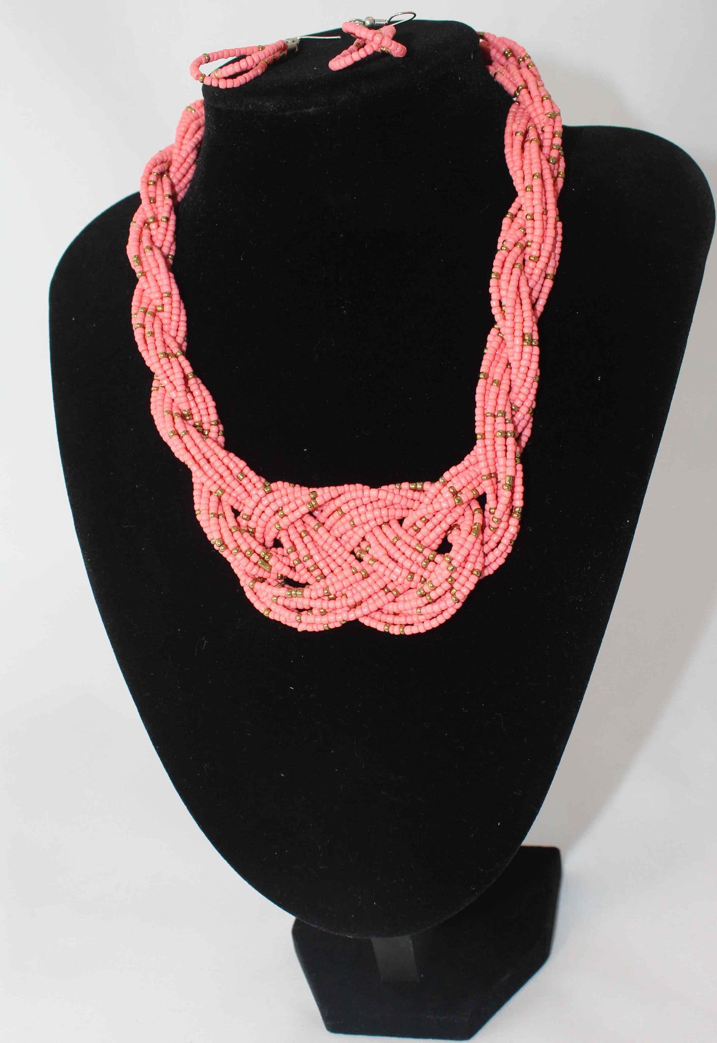 Twisted Beads Necklace and Earrings 2 PC Set - Nubian Goods