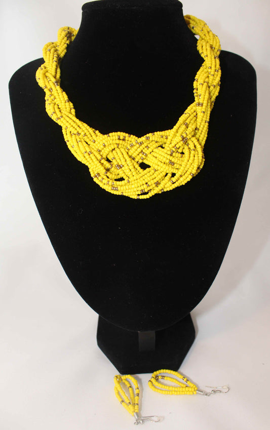 Twisted Beads Necklace and Earrings 2 PC Set - Nubian Goods