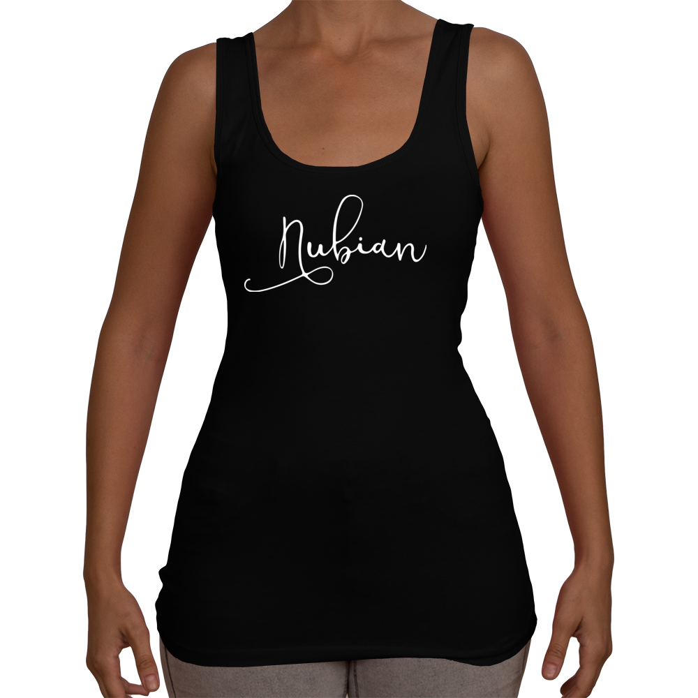 Ladies Nubian Tank Top T-Shirt (White Logo) - Nubian Goods
