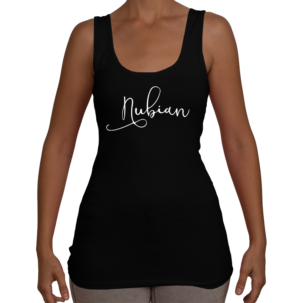 Ladies Nubian Tank Top T-Shirt (White Logo) - Nubian Goods