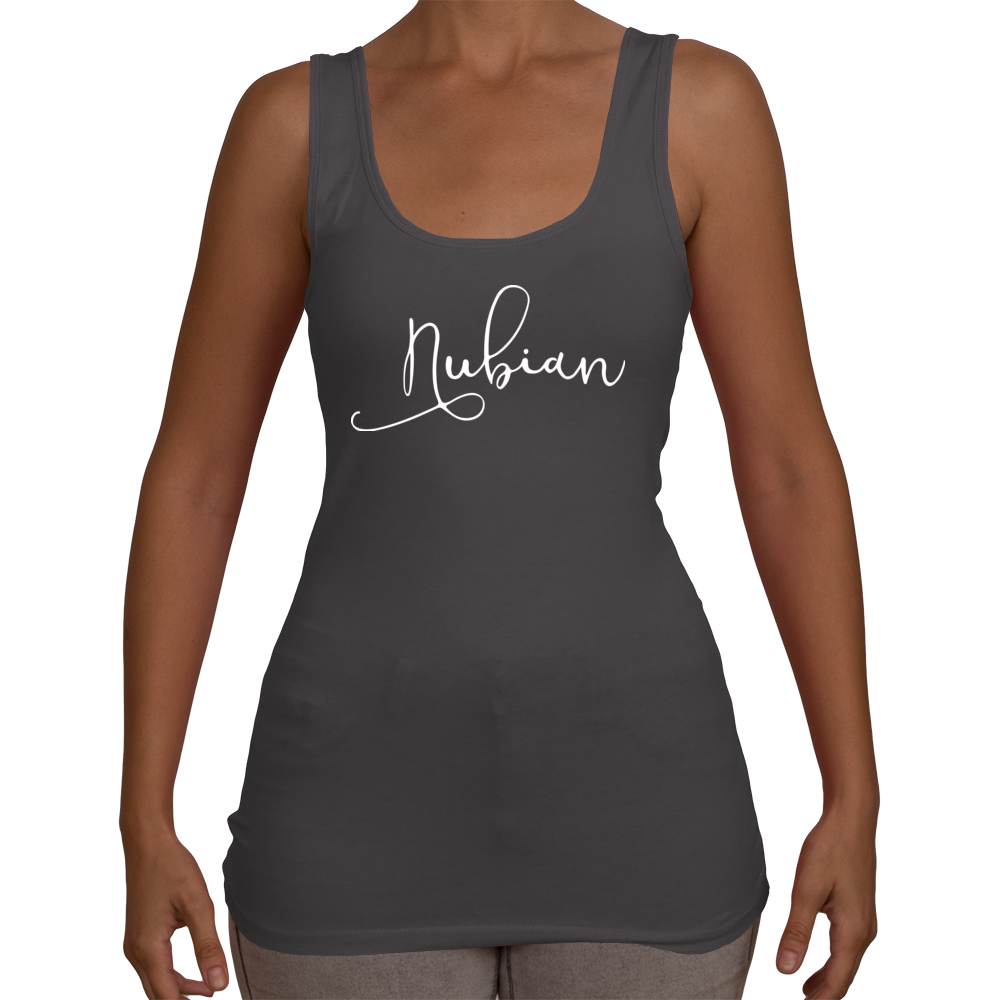 Ladies Nubian Tank Top T-Shirt (White Logo) - Nubian Goods