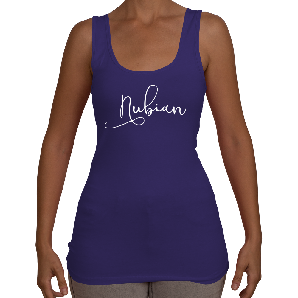 Ladies Nubian Tank Top T-Shirt (White Logo) - Nubian Goods
