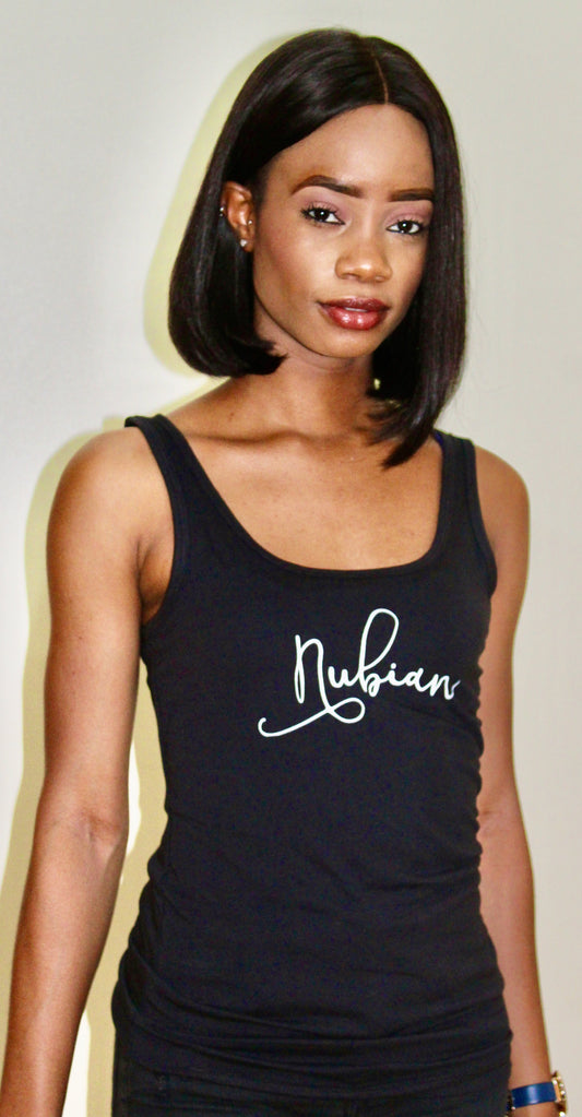 Ladies Nubian Tank Top T-Shirt (White Logo)