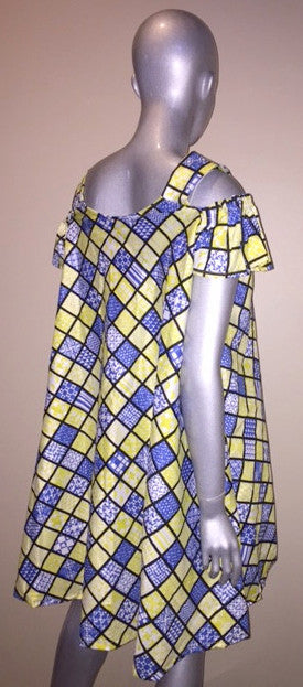 Ladies Ankara off shoulder dress - Nubian Goods