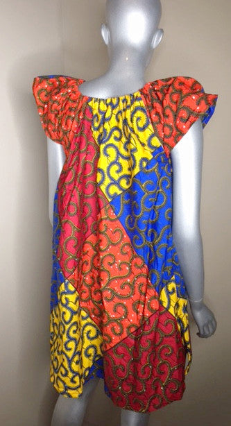 Ladies Ankara high shoulder dress - Nubian Goods