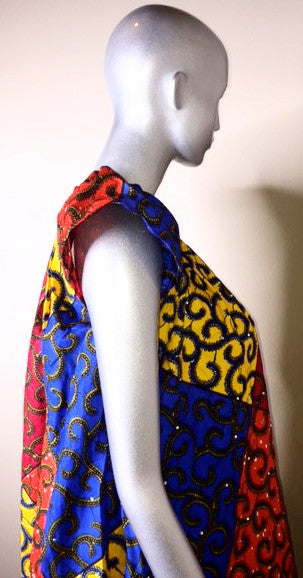 Ladies Ankara high shoulder dress - Nubian Goods