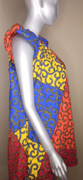 Ladies Ankara high shoulder dress - Nubian Goods