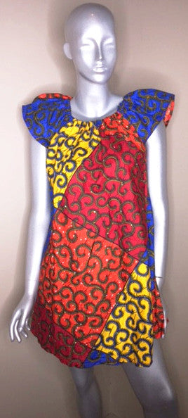 Ladies Ankara high shoulder dress - Nubian Goods