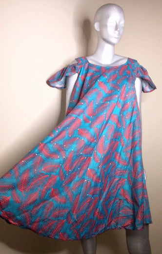 Ladies Ankara off shoulder dress - Nubian Goods
