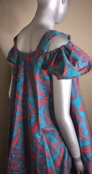Ladies Ankara off shoulder dress - Nubian Goods