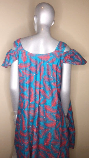 Ladies Ankara off shoulder dress - Nubian Goods
